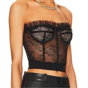 NBD Black Lace Corset Bandeau Top